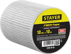 {{photo.Alt || photo.Description || 'STAYER 10 см х 10 м, 3х3 мм, cетка самоклеящаяся стеклотканевая FIBER-Tape 1246-10-10'}}