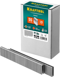 KRAFTOOL скобы тип 55, 20 мм, скобы для степлера узкие 31789-20