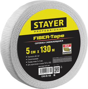 {{photo.Alt || photo.Description || 'STAYER 5 см х 130 м, 3х3 мм, сетка стеклотканевая самоклеящаяся FIBER-Tape 1246-05-130_z01'}}