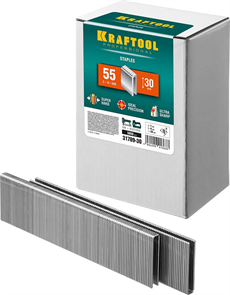 KRAFTOOL скобы тип 55, 30 мм, скобы для степлера узкие 31789-30