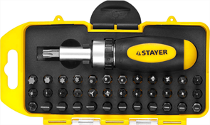 {{photo.Alt || photo.Description || 'STAYER 38 шт., отвертка реверсивная с битами MAXFIX 2557-H38'}}
