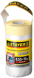 STAYER 0.55 х 15 м, 9 мкм, пленка укрывная с клейкой лентой маскер 12255-055-15