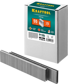 KRAFTOOL скобы тип 55, 25 мм, скобы для степлера узкие 31789-25