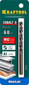 KRAFTOOL d 6 мм, HSS-Co (8%), класс A, DIN 338, сверло по металлу 29656-6