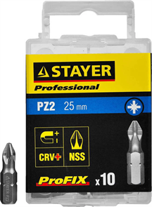 {{photo.Alt || photo.Description || 'STAYER PZ2, 25 мм, 10 шт., биты ProFix Pozidriv 26221-2-25-10_z01'}}