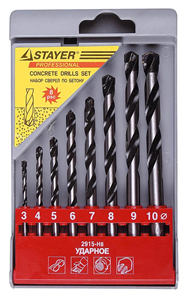 STAYER 8 шт: d 3-4-5-6-7-8-9-10 мм, набор сверл по бетону 2915-H8