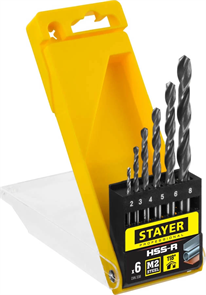 {{photo.Alt || photo.Description || 'STAYER 6 шт. (d 2-8 мм), HSS-R, набор сверл спиральных по металлу 29602-H6_z01'}}