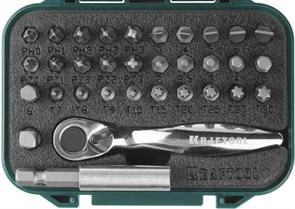 {{photo.Alt || photo.Description || 'KRAFTOOL 33 шт., Cr-V, набор битов с мини-трещоткой 26157-H33 Профессионал'}}