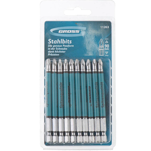 {{photo.Alt || photo.Description || 'GROSS PH2, 90 мм, 10 шт., сталь S2, набор бит 11263'}}