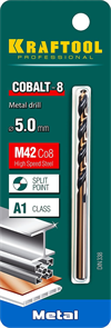 KRAFTOOL d 5 мм, HSS-Co (8%), класс A, DIN 338, сверло по металлу 29656-5