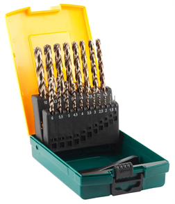 KRAFTOOL 19 шт. (d 1-10 мм), класс A, сталь HSS+5%Co, набор сверл по металлу 29655-H19