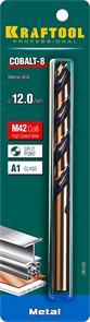 KRAFTOOL d 12 мм, HSS-Co (8%), класс A, DIN 338, сверло по металлу 29656-12
