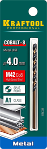 KRAFTOOL d 4 мм, HSS-Co (8%), класс A, DIN 338, сверло по металлу 29656-4