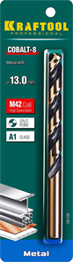 KRAFTOOL d 13 мм, HSS-Co (8%), класс A, DIN 338, сверло по металлу 29656-13