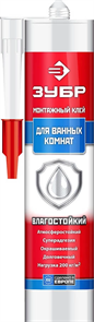 ЗУБР 300 мл, влагостойкий, бежевый, монтажный клей 41335