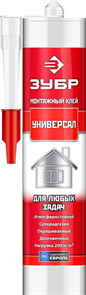 ЗУБР 300 мл, универсальный, бежевый, монтажный клей 41331