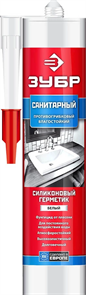 ЗУБР 280 мл, санитарный, белый, силиконовый герметик 41235-0