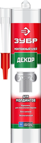 ЗУБР 300 мл, для молдингов, белый, монтажный клей 41337