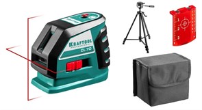 {{photo.Alt || photo.Description || 'KRAFTOOL 20-70 м, (детектор), сверхъяркий, IP54, точн. 0,2 мм/м, штатив, нивелир лазерный линейный CL-70-3 34660-3'}}