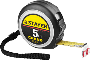 STAYER 5 м х 19 мм, корпус с противоскользящим напылением, упрочненное полотно, рулетка 3411-05-19