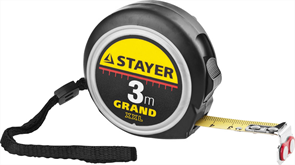 STAYER 3 м х 16 мм, корпус с противоскользящим напылением, упрочненное полотно, рулетка 3411-03-16