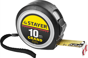 STAYER 10 м х 25 мм, корпус с противоскользящим напылением, упрочненное полотно, рулетка 3411-10-25