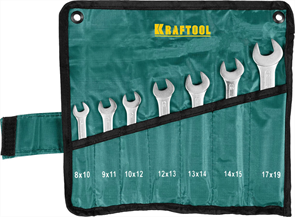{{photo.Alt || photo.Description || 'KRAFTOOL 7 шт, 8 - 19 мм, набор ключей гаечных рожковых 27033-H7'}}