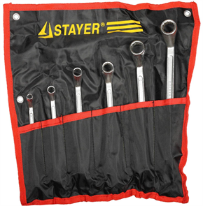 STAYER 6 шт, 6-22 мм, набор накидных гаечных ключей изогнутых 27151-H6