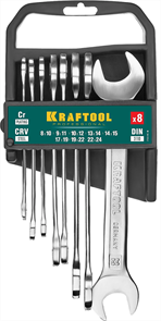 KRAFTOOL 8 шт, 8 - 24 мм, набор ключей гаечных рожковых 27033-H8C_z01