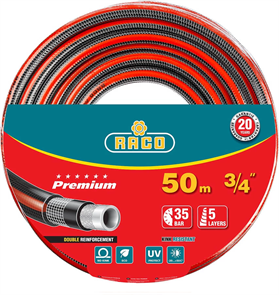 {{photo.Alt || photo.Description || 'Raco d 3/4&quot; x 50 м, 35 атм., 5-ти слойный, армированный, шланг поливочный PREMIUM 40300-3/4-50_z01'}}