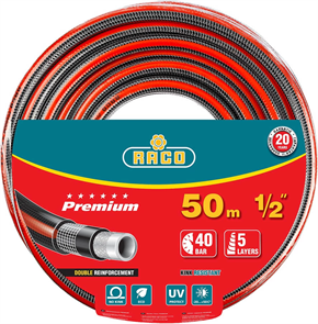{{photo.Alt || photo.Description || 'Raco d 1/2&quot; x 50 м, 40 атм., 5-ти слойный, армированный, шланг поливочный PREMIUM 40300-1/2-50_z01'}}