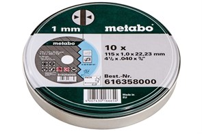 Круг отрезной по нержавеющей стали 10 шт. (115х22,2 мм) A 60 R Metabo, 616358000