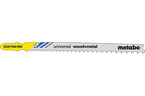 5 лобзиковых пилок, серия «universal wood + metal», 106 мм/прогр., Metabo, 623677000