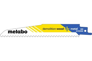 5 пилок для сабельных пил, «demolition wood + metal», 150 x 1,6 мм, Metabo, 631925000