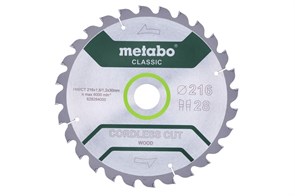Пильное полотно «cordless cut wood — classic», 216x30 Z28 WZ 5°, Metabo, 628284000