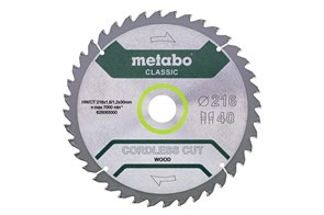 Пильное полотно «cordless cut wood — classic», 216x30 Z40 WZ 5°, Metabo, 628065000