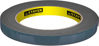 STAYER 12 мм х 5 м, черная, на вспененной основе, двусторонняя клейкая лента (скотч) 12233-12-05 - фото 100194