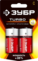 ЗУБР C, 2 шт., батарейка щелочная Turbo 59215-2C_z01 - фото 100459