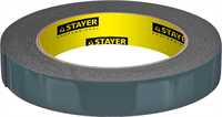 STAYER 19 мм х 5 м, черная, на вспененной основе, двусторонняя клейкая лента (скотч) 12233-19-05 - фото 101659