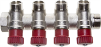 GENERAL FITTINGS вход 3/4" - 4 выхода 1/2", коллектор для горячей воды 51046-3/4-1/2-HT4 - фото 101683