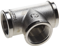 GENERAL FITTINGS 1/2", латунь с никелированным покрытием, "гайка - гайка - гайка", тройник 51052-1/2 - фото 107765