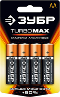ЗУБР AA, 4 шт., батарейка алкалиновая TURBO MAX 59206-4C - фото 108578