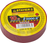 STAYER 15 мм х 10 м, напряжение до 5000 В/Гц, изоляционная лента ПВХ 12291-R-15-10 - фото 108965