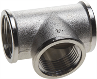 GENERAL FITTINGS 1", латунь с никелированным покрытием, "гайка - гайка - гайка", тройник 51052-1 - фото 110256