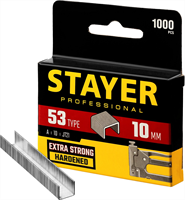 STAYER скобы тип 53 (A / 10 / JT21), 10 мм, 1000 шт., закаленные, особотвердые, скобы для степлера тонкие 3159-10_z02 - фото 113899