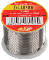 СВЕТОЗАР 250 г, 30% Sn / 70% Pb, оловянно-свинцовый припой SV-55325-250 - фото 116623