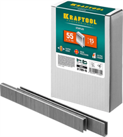 KRAFTOOL скобы тип 55, 15 мм, скобы для степлера узкие 31789-15 - фото 117040