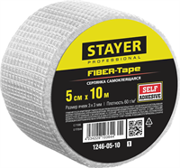 STAYER 5 см х 10 м, 3х3 мм, сетка стеклотканевая самоклеящаяся FIBER-Tape 1246-05-10_z01 - фото 120099