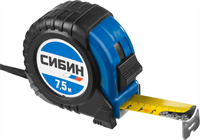 СИБИН 7.5 м х 25 мм, ударостойкий, обрезиненный корпус, рулетка 34019-08-25 - фото 135830