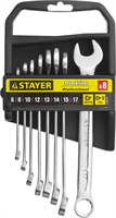 STAYER 8 шт, 6 - 17 мм, набор комбинированных гаечных ключей 27083-H8 - фото 136587